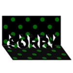 Polka Dots - Dark Green on Black SORRY 3D Greeting Card (8x4)