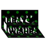 Polka Dots - Dark Green on Black Best Wish 3D Greeting Card (8x4)