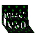 Polka Dots - Dark Green on Black Miss You 3D Greeting Card (7x5)