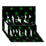 Polka Dots - Dark Green on Black Get Well 3D Greeting Card (7x5)