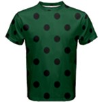 Polka Dots - Black on Forest Green Men s Cotton Tee