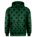 Polka Dots - Black on Forest Green Men s Zipper Hoodie