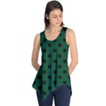 Polka Dots - Black on Forest Green Sleeveless Tunic