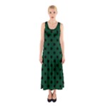 Polka Dots - Black on Forest Green Full Print Maxi Dress