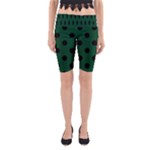 Polka Dots - Black on Forest Green Yoga Cropped Leggings