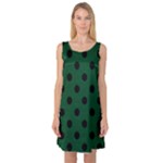 Polka Dots - Black on Forest Green Sleeveless Satin Nightdress