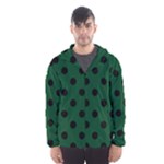 Polka Dots - Black on Forest Green Hooded Wind Breaker (Men)