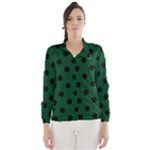 Polka Dots - Black on Forest Green Wind Breaker (Women)