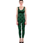 Polka Dots - Black on Forest Green OnePiece Catsuit