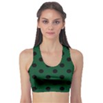 Polka Dots - Black on Forest Green Women s Sports Bra