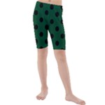 Polka Dots - Black on Forest Green Kid s Mid Length Swim Shorts