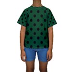 Polka Dots - Black on Forest Green Kid s Short Sleeve Swimwear