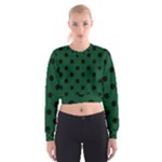 Polka Dots - Black on Forest Green Women s Cropped Sweatshirt