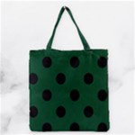 Polka Dots - Black on Forest Green Grocery Tote Bag