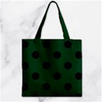 Polka Dots - Black on Forest Green Zipper Grocery Tote Bag