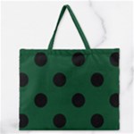 Polka Dots - Black on Forest Green Zipper Large Tote Bag