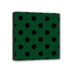 Polka Dots - Black on Forest Green Mini Canvas 4  x 4  (Stretched)