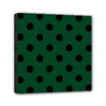Polka Dots - Black on Forest Green Mini Canvas 6  x 6  (Stretched)