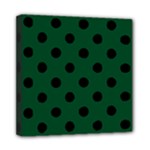 Polka Dots - Black on Forest Green Mini Canvas 8  x 8  (Stretched)