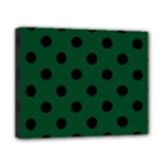 Polka Dots - Black on Forest Green Canvas 10  x 8  (Stretched)