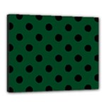 Polka Dots - Black on Forest Green Canvas 20  x 16  (Stretched)