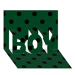 Polka Dots - Black on Forest Green BOY 3D Greeting Card (7x5)