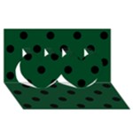 Polka Dots - Black on Forest Green Twin Hearts 3D Greeting Card (8x4)