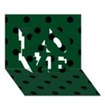 Polka Dots - Black on Forest Green LOVE 3D Greeting Card (7x5)