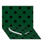 Polka Dots - Black on Forest Green Heart Bottom 3D Greeting Card (7x5)