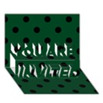 Polka Dots - Black on Forest Green YOU ARE INVITED 3D Greeting Card (7x5)