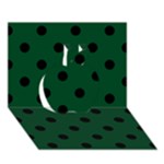 Polka Dots - Black on Forest Green Apple 3D Greeting Card (7x5)