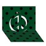 Polka Dots - Black on Forest Green Peace Sign 3D Greeting Card (7x5)