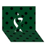 Polka Dots - Black on Forest Green Ribbon 3D Greeting Card (7x5)
