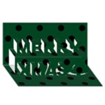 Polka Dots - Black on Forest Green Merry Xmas 3D Greeting Card (8x4)