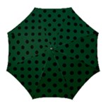 Polka Dots - Black on Forest Green Golf Umbrella
