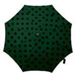 Polka Dots - Black on Forest Green Hook Handle Umbrella (Medium)