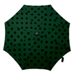 Polka Dots - Black on Forest Green Hook Handle Umbrella (Small)