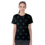 Polka Dots - Forest Green on Black Women s Cotton Tee