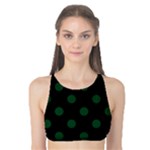Polka Dots - Forest Green on Black Tank Bikini Top