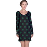 Polka Dots - Forest Green on Black Long Sleeve Nightdress