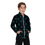 Polka Dots - Forest Green on Black Wind Breaker (Kids)