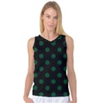 Polka Dots - Forest Green on Black Women s Basketball Tank Top