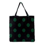 Polka Dots - Forest Green on Black Grocery Tote Bag