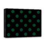 Polka Dots - Forest Green on Black Deluxe Canvas 16  x 12  (Stretched)