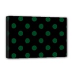 Polka Dots - Forest Green on Black Deluxe Canvas 18  x 12  (Stretched)