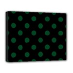 Polka Dots - Forest Green on Black Deluxe Canvas 20  x 16  (Stretched)