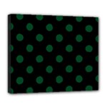 Polka Dots - Forest Green on Black Deluxe Canvas 24  x 20  (Stretched)