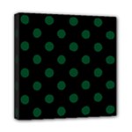 Polka Dots - Forest Green on Black Mini Canvas 8  x 8  (Stretched)