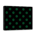 Polka Dots - Forest Green on Black Canvas 10  x 8  (Stretched)