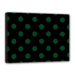 Polka Dots - Forest Green on Black Canvas 16  x 12  (Stretched)